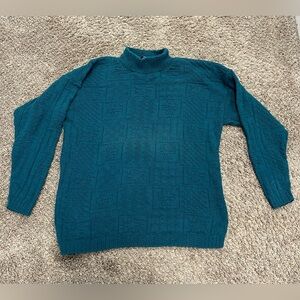 Jeric Knitwear vintage 90s turtleneck long sleeve basketweave pattern size m-L